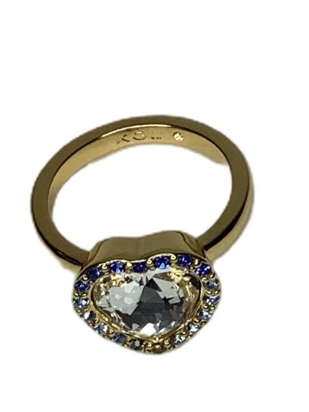 Kurt Geiger London Blue Crystal Heart Halo Ring 8 New